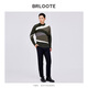 Barut Tasmanian wool top men's multi-color stitching men's half turtleneck warm sweater olive green L 175/96A(50)