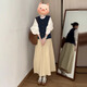 St. Paul's small fragrant dress spring and autumn women's clothing 2025 new style for small people to wear with vest, half-length skirt suit, three-piece set, vest + shirt + skirt S size