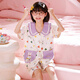 Mannido 2025 Pyjama pour enfants d'été Pure coton mince fille courte caricature à manches moyennes de taille moyenne fille princesse collier vêtements à la maison b4877 violet [double court] 150 s Code suggère 145-155 cm