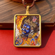 Fat Donglai's same Tibetan hand-painted Thangka titanium steel pendant Mahakala, the God of Wealth as Ming Buddha Mother, hand-knitted necklace with six arms Mahakala 7 to increase luck and protect the body.
