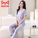 
Catman (MiiOW) pajamas for women for summer thin 2025 new pure cotton short-sleeved trousers home clothing set summer cotton can be worn outside 7374 bean green M 80-100Jin [Jin equals 0.5 kg]