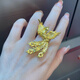 Baishi Qichang Gold Ring Phoenix Women's Pure Gold 999 Wedding Ring Gift Proposal Marriage Gift Girlfriend Birthday Gift Phoenix Dances for Nine Days Phoenix Ring About 5g 5D Version Remarks Circle Number