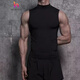 山森南狮美式冰丝半高领背心男夏季薄款坎肩无袖t恤西装打底纯色运动汗衫 黑色 M