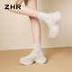 Zhr Zapatos de papá gruesos para mujeres Nuevos zapatos de mujer transpirable para mujeres con calzado deportivo de desgaste suave y resistente para mujeres G753 beige 38