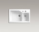 Kohler K-3885T-2SD-0 Indi integrated tank cast iron kitchen basin 3886 sink washing basin sea salt white FF