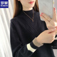 ROMON Sheep Sweater Women's Plus Velvet Thickened Half-Turtleneck Sweater Women's Autumn and Winter New Loose Western Style Warm Knitted Bottoming Sweater Apricot Plus/Fleet Plus/Thick High Quality XL Recommended 120-130 Jin Jin equals 0.5 kg