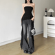 Hui Shihui tube top, pure lust style top, hot girl camisole, women can wear lace outside, tight-fitting seaside wear, sexy style, ruffled tassel, irregular tube top, black L, recommended 110-120 Jin Jin is equal to 0.5 kg