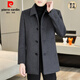 Pierre cardin woolen coat men's down jacket men's autumn and winter can take off white duck down liner warm woolen coat men's clothing black XL
