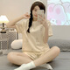 GTYUWVG pajamas for women in summer short-sleeved cartoon cute rabbit 2025 spring and summer Korean round neck home clothing set 1048 purple rabbit M Recommended weight 75-95 Jin [Jin equals 0.5 kg]