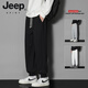 JEEP SPIRIT2025春秋季新款潮牌宽松直筒阔腿卫裤男款运动休闲百搭长裤子男 长款 826 黑色 (90-115) M