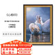 纯手绘油画天鹅湖玄关装饰画欧美式卧室挂画走 692金实木框 90X120