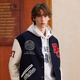Teenie Weenie Bear Men's Letter Contrast Color 2025 Spring New Casual Fashion Baseball Jacket Navy XL (180)