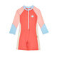 He Jiagong Children's Swimsuit Girls' Swimsuit One-piece Long Sleeve 2025 New Sunscreen Quick-drying High-End Swimwear Sunset Orange Cloud 100 CM Free Swimming Cap