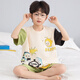 Coton pur coton nezha boy pyjamas mince adolescent à manches courtes parent-enfant de costume de quatre vêtements pour enfants à la maison [100% coton pur] ym-692 Egg Party 165 [l code] hauteur recommandée 158-163 cm