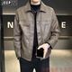 JEEP SPIRIT American retro pu leather jacket men's spring and autumn style multi-pocket motorcycle short style trendy handsome leather jacket coffee color M