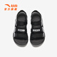 ANTA Children's Sandals 2025 Summer New Men's and Women's Shoes Breathable Beach Shoes Open-Toe Velcro Sandals Men's Black/Silver-8 33 (20.5cm)