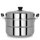 Extra thick stainless steel double-layer steamer household steamed buns steamed fish pot steamer large soup pot induction cooker gas stove universal double-layer thickened steamer 38cm