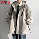 Yalu Jacket Outdoor Men's Jacket Hooded Waterproof Windproof Loose Jacket Men's Youth Mountaineering Jacket All-match Top Khaki 2XL (Recommended 160-180Jin Jin equals 0.5kg)