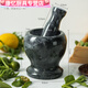 Meikejie garlic mortar stone garlic masher stone mortar household mashing jar mashing medicine mortar manual old-fashioned garlic masher grinding natural stone marble white stone mortar with stone hammer