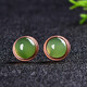 Tausendjährige Jade Hetian Jade-Ohrringe, 18K-Gold-Golben-Jade-Jade-Jade-Jade-Ohrringe von Frauen [zwei silbergelobte Jade-Katzenaugen] QZX692I