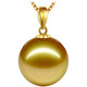 Kuang Yi Nanyang mother-of-pearl gold pearl necklace 925 silver single pearl pendant necklace perfect round gift for girlfriend 8mm-9mm gold