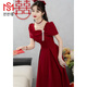 Miaomiaoxi Toast Wear Bride 2025 New Red Return Wear Engagement Clothes Women's Dress Skirt Wedding Day Casual Wear Slim Red XL