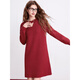 Betu women's new winter dress V-neck bright silk hollow bottom skirt dress female 2412T24 red XS