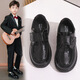 Vinoa Children's Shoes Boys' Leather Shoes Spring and Autumn 2025 New Korean Style Soft Sole Black Middle and Large Children's Primary School Students Campus Performance Shoes A-320 Black 27 Inner Length 17cm