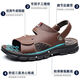 Red Dragonfly (Red Dragonfly) Sandalias de cuero nuevas Sandalias de verano para hombres de verano zapatos de playa de duario suave para hombres QT835 Brown 41