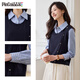 PinCai long-sleeved shirt women's striped contrast stitching sweater temperament retro fake two-piece long-sleeved shirt P51S019