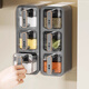 Mouth seasoning box kitchen home wall-mounted salt shaker and seasoning jar combination set multi-grid one-piece sealed seasoning storage box gun gray gold three-grid with spoon + label