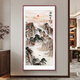 Good wood, the rising sun, hand-painted Mount Tai, sunrise, Chinese painting, entrance hall, central hall hanging painting, decorative painting, ink landscape painting mural, D-Hainan Baichuan, 60*120cm high-definition giclée, elegant walnut solid wood frame, solid wood thin frame
