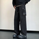 Pei Ke Chun Autumn Work Pants Boy Junior High School Élèves Handsome Casual Pantals Adolescents Big Children Pants Straight Pantals JMK9866 Black M 75 à 105 Jin [Jin est égal à 0,5 kg]