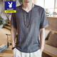 
Playboy Tang suit men short-sleeved men summer thin youth Chinese style retro buckle half-sleeved T-shirt Chinese style ancient style men's clothing 686 black L Reference 100-115Jin [Jin equals 0.5 kg]