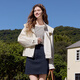 Baitu betu women's clothing 2025 spring new short jacket fashionable outdoor casual hooded windbreaker jacket women 2501T41 beige M
