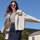 Baitu betu women's clothing 2025 spring new short jacket fashionable outdoor casual hooded windbreaker jacket women 2501T41 beige M
