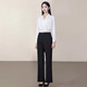 Troman black slightly elastic flared casual suit trousers for women straight-leg trousers professional formal interview commuter suit trousers for women