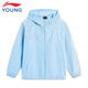 Li Ning children's sports windbreaker boys 2025 spring and summer new cardigan hooded thin sun protection clothing New Aurora Blue 45-2 130