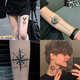 No. 1 Phoenix Compass Herbal Tattoo Sticker Semi-Domineering Flower Arm Wrist Cover Scar Dark Waterproof Long-lasting Tattoos for Men and Women Navigator Set of 8 Herbal Tattoo Stickers