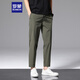 
ROMON casual pants men's summer loose sports straight pants ice silk elastic nine-point pants men's clothing 718 military green XL