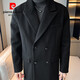 Pierre Cardin mid-length woolen coat for men 2024 autumn and winter new British style handsome loose woolen over-the-knee windbreaker jacket black M