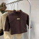 Tonghuai Boys and Girls Bottoming Shirt Plus Velvet Warm Style Top 2025 New Baby Thickened Half Turtle Collar T-Shirt Winter Korean Version One Piece Brown-655 80 (Recommended Height 70-80)