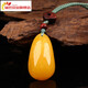Pu Lian natural amber beeswax pendant chicken oil yellow water drop pendant fossil real amber rough stone necklace for women 6-8g exquisite small pendant