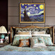 Всемирно известные картины Van Gogh, Starry Moon Night, расписанная вручную абстрактные картины маслом, декоративные картины в гостиной, 692 золотые рамы с твердым деревом, 80x60