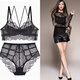Victoria Palace large size underwear, beautiful back, big breasts and small underwear, ultra-thin sexy lace push-up, comfortable, breathable and sexy bra set, black 90C (with XXL size underwear)