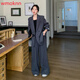WMOKNN blazer women's 2025 spring new Korean style high-end commuting casual loose double-breasted suit suit for women gray M (recommended 105-120 Jin Jin equals 0.5 kg)