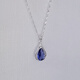 Canxian retro style 925946 sterling silver pendant drop-shaped tanzanite blue zircon necklace water wave chain for women single pendant