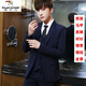 Woodpecker (TUCANO) Suit Suit Men's Business Formal Groom Groomsman Wedding Dress Korean Slim Teen Student Suit Complete Set 1 Button Navy (Seven-piece Set) XL (127-137 Jin Jin equals 0.5 kg)