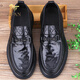 JIFAN Light Luxury Brand Leather Shoes Men's Spring British Business Casual Formal Shoes Men's Genuine Leather Soft Sole Soft Surface Derby Shoes Black Sleeve Metal H Style 41