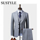 SUSTYLE high-end luxury men's suit men's suit business casual suit slim groom wedding dress three-piece suit beige XL